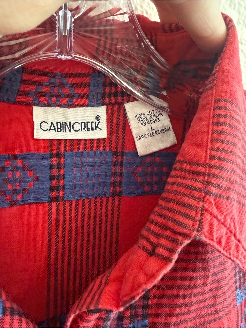 Cabin Creek Vintage Red and Blue Plaid Short-Sleeve Button-Down Shirt - Picture 3 of 14